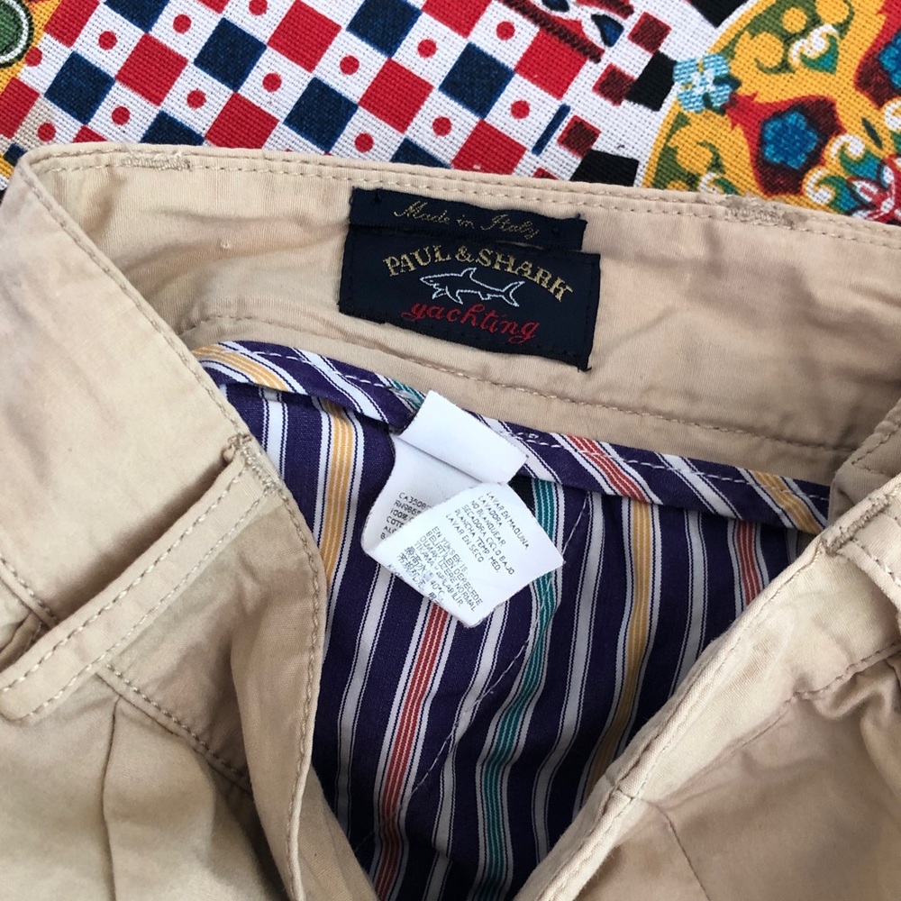 Paul & Shark Beige/Tan pants with Striped Waistband